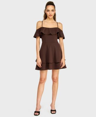 Juniors' Ruffled Off-The-Shoulder Dress
