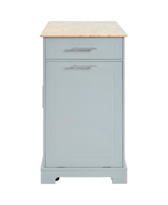 Rolling Kitchen Island Trash, Power, Storage, 3 Drawers