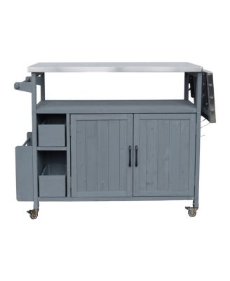  Farmhouse Rolling Outdoor Kitchen Cart Stainless Top