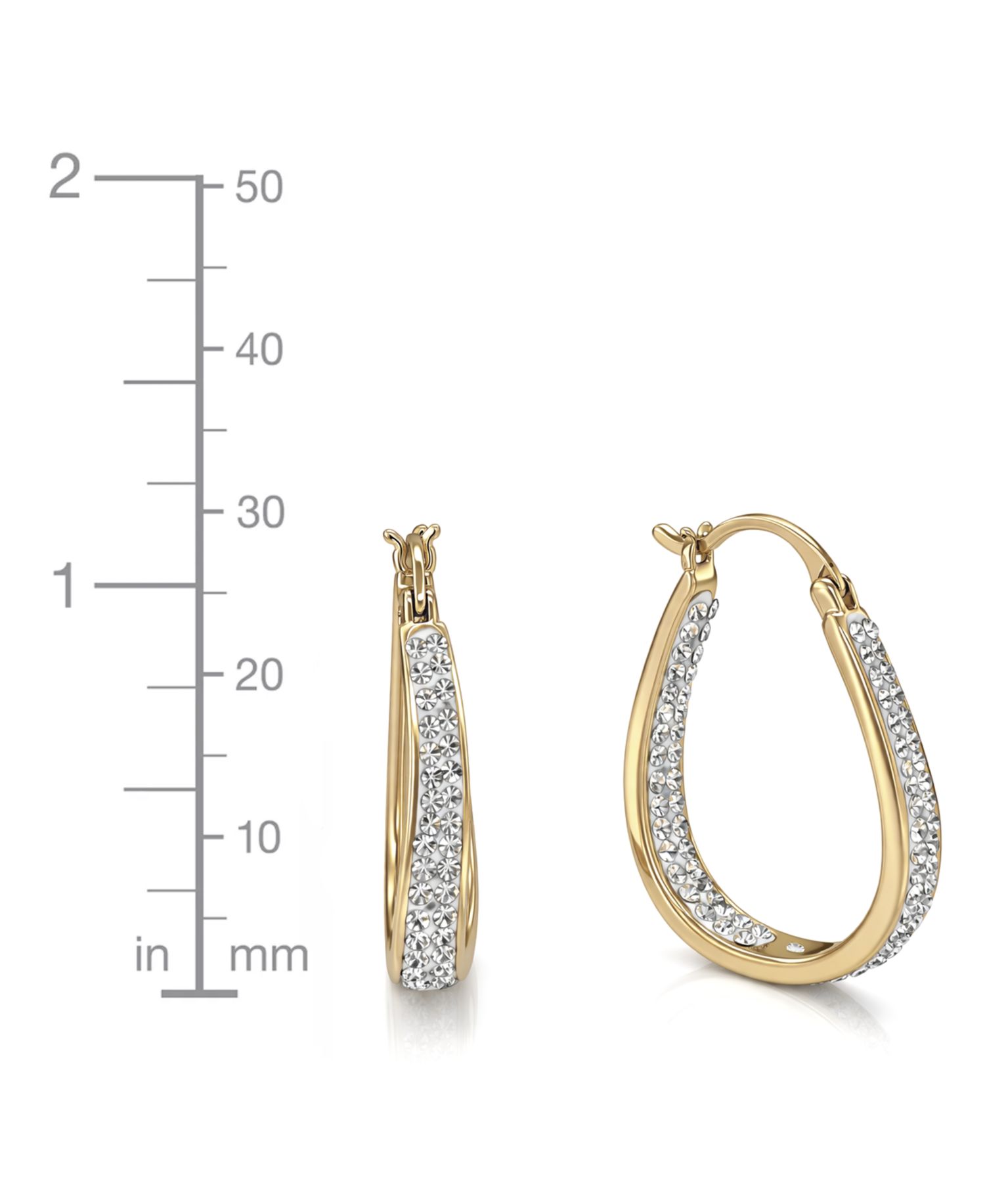 Crystal In & Out Teardrop Hoop Earrings in Silver Plate, Gold-Plate or Rose Gold Plate