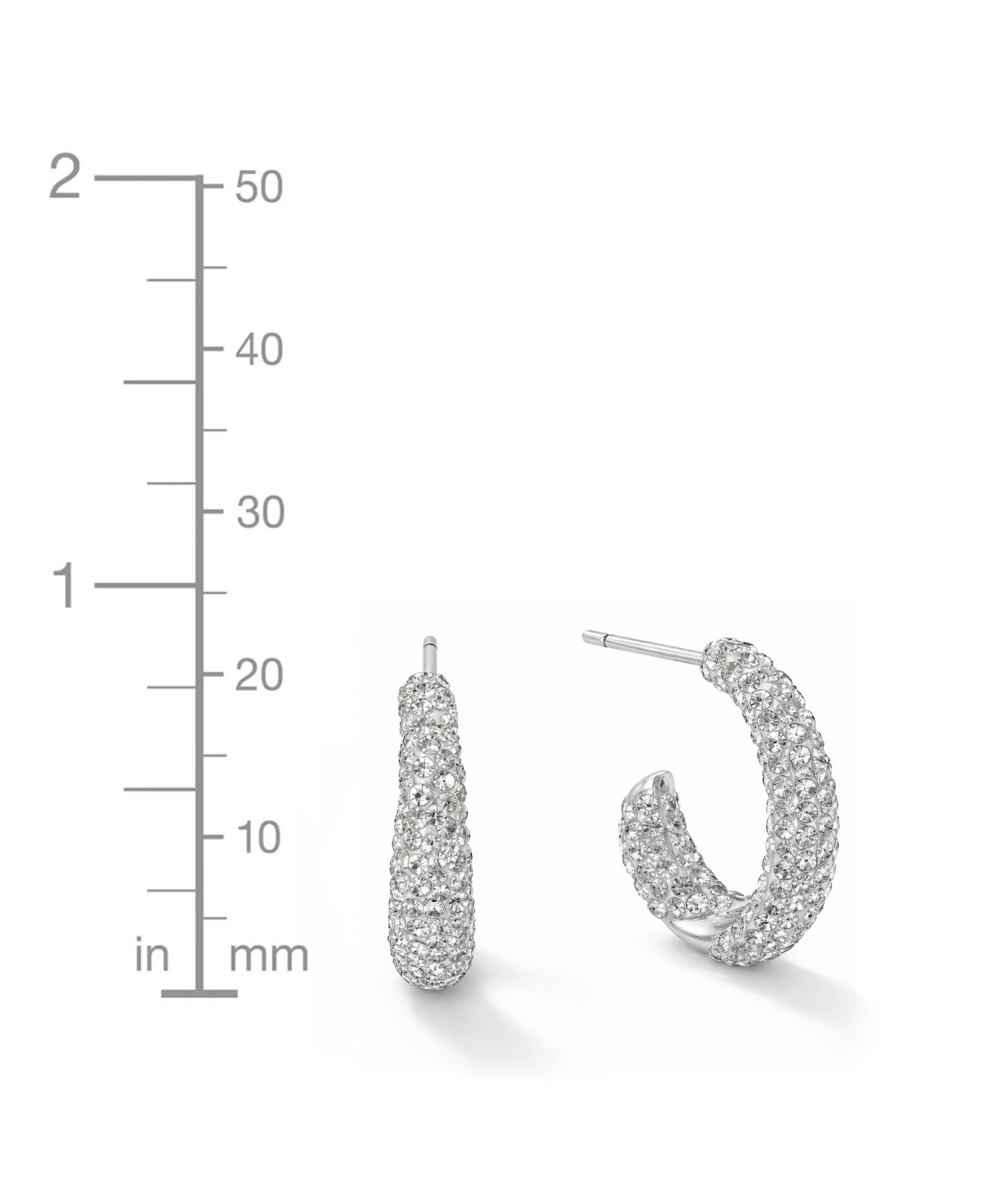 Pave Crystal C-Hoop Post Earrings