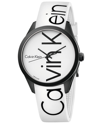 Calvin Klein Men's Color White Silicone Strap Watch 40mm K5E51TK2