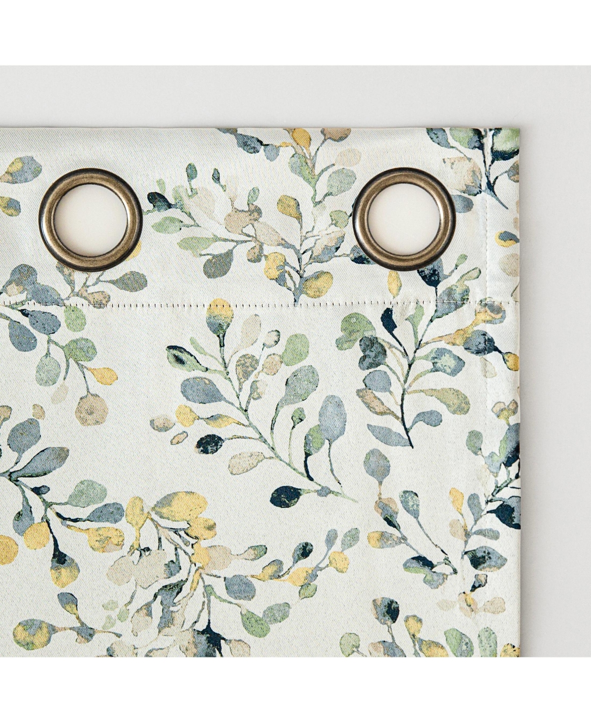 Sun Zero Maureen Painted Botanical Magnetic Closure Blackout Grommet Curtain Panel Pair