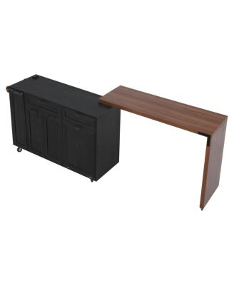  Kitchen Island Extendable Table and Trash Storage