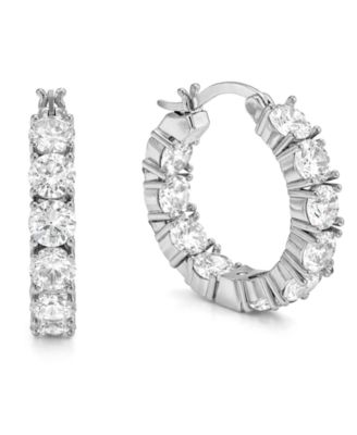 Cubic Zirconia Inside Outside Hoop Earring