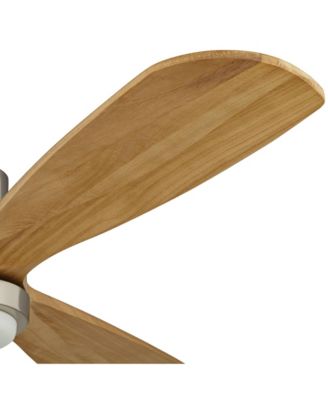 52" Delta-Wing DC Modern 3 Blade Indoor Ceiling Fan with LED Light Remote Control Brushed Nickel Natural Solid Wood for Living Room Kitchen
