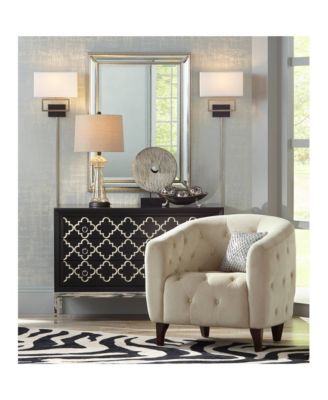 Trixie Modern Wall Lamps Set of 2 Smart Sockets Brushed Nickel Plug-In 12" Fixture Rectangular Shades for Bedroom