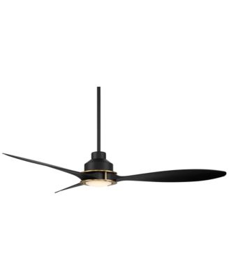56" Veyron Modern Indoor Outdoor Ceiling Fan 3 Blade LED Light Remote Control Matte Black Finish Bedroom Damp Rated