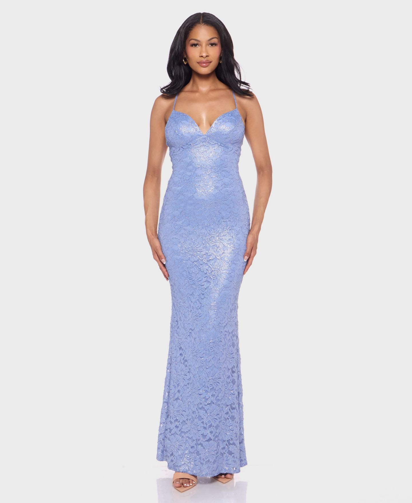 Женское платье Alex & Sophia Juniors' Spaghetti Straps Sweetheart Neck Ball Gown, цвет: Серебряный — фото 1