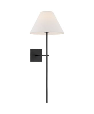 Possini Euro Ayla 32" High Black and White Linen Wall Sconce