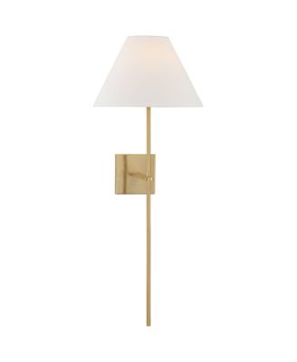 Possini Euro Ayla 32" High Brass and White Linen Wall Sconce