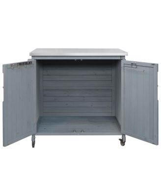  Outdoor Kitchen Island Side Shelf, Storage, SS Top, Wheels