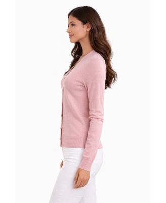 Women's Merino Wool Light Weight Cardigan Ultra Soft Fine Gauge V Neck Sweaters