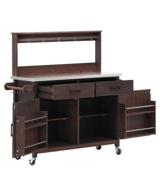  Outdoor Kitchen Island with Stainless Steel Top and Storage