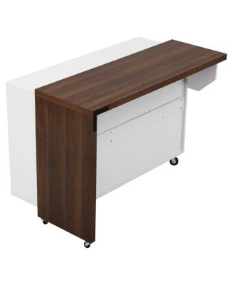  Kitchen Island Extendable Table and Trash Storage