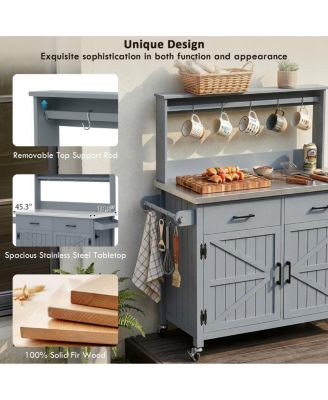  Outdoor Kitchen Island with Stainless Steel Top and Storage