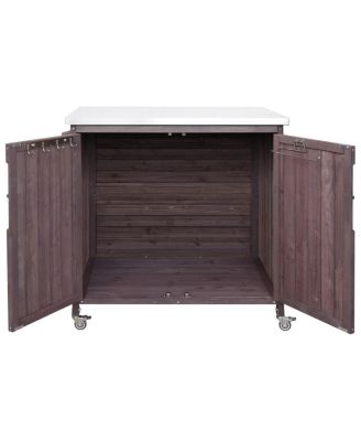 Outdoor Kitchen Island Side Shelf, Storage, SS Top, Wheels
