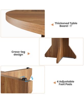 Space-Saving Modern Round Dining Table for 4-6, Sturdy Pedestal Base, Contemporary Furniture for Apartment, Living Room, Kitchen