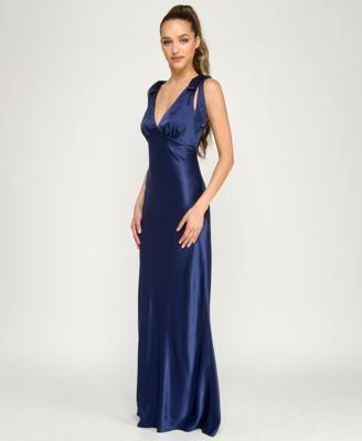Juniors' Sleeveless Satin Maxi Dress