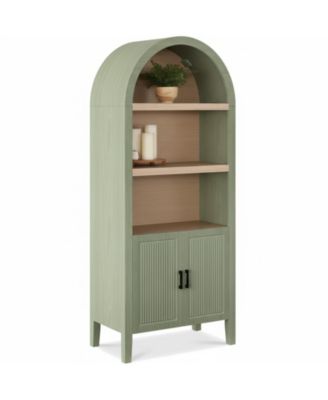 Arched Pantry Cabinet Reeded Doors 5-Tier Adjustable Shelves Storage for Kitchen Dining Living Room