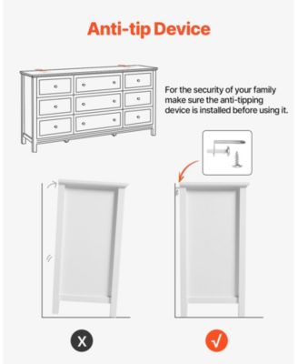 9 Drawer Dresser, Wooden Chest of Drawers with Sliding and Anti