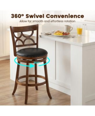 31'' Bar Height Stools Set of 4 w/Rubber Wood Frame Upholstered Seat and Footrest