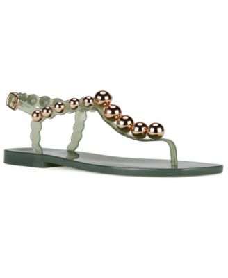 Women's Plated Studded T-Strap Jelly Sandals