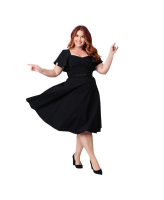Plus Size Flutter Sleeve Swing Dress