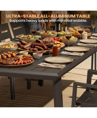 82.7in Outdoor Patio All-Weather Aluminum Dining Table with Umbrella Hole
