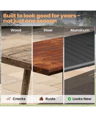 93.9in Outdoor Patio All-Weather Aluminum Dining Table with Umbrella Hole