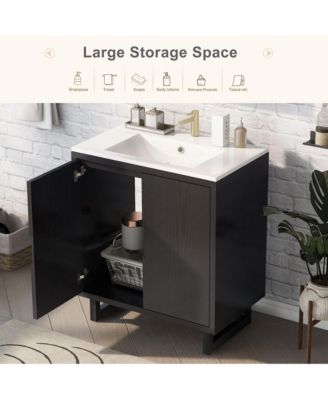 30" Bathroom Vanity Set with Sink, Bathroom Storage Cabinet with Solid Wood Frame