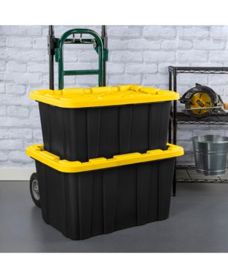 17 Gallon Industrial Stackable Storage Tote Lidded Containers, 6 Pack