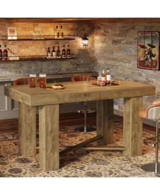 55" Farmhouse Bar Table, Rectangular Counter Height Table, Modern Wooden Home Bar Furniture