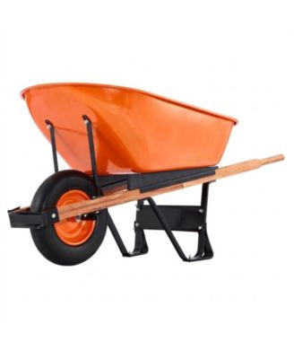 Wheelbarrow Cart, 6 Cu Ft, 330 lbs Capacity, Metal Handle, for Garden and Yard