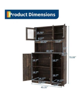 Farmhouse Kitchen Pantry Cabinet Hutch with Shelves and Doors