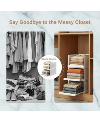 3 Pack Stackable Closet Organizers Plastic Drawers Space Saving Bins for Wardrobe Pantry Kitchen Bathroom Office