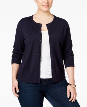 Charter Club Plus Size Long-Sleeve Cardigan, Only at Macys