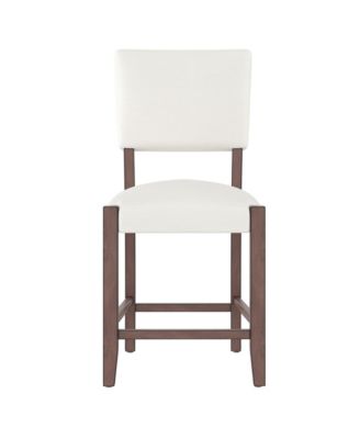 Mid Century Modern Bar Stools Set of 2 - Counter Height Chairs with Back, Linen Upholstered and Solid Wood Legs for Kitchen Island, Home Bar