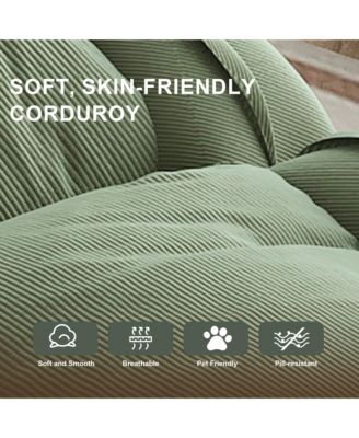 Convertible Corduroy Lazy Sofa Bed, 5-Position Adjustable Folding Lounge Chair, Upholstered Sleeper Seat for Living Room, Reading Room