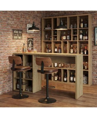 70.9-Inch Bar Table with 6 Cubbies Storage, Narrow Long Counter Height Pub Table, Rectangular Farmhouse High Top Home Bar Unit