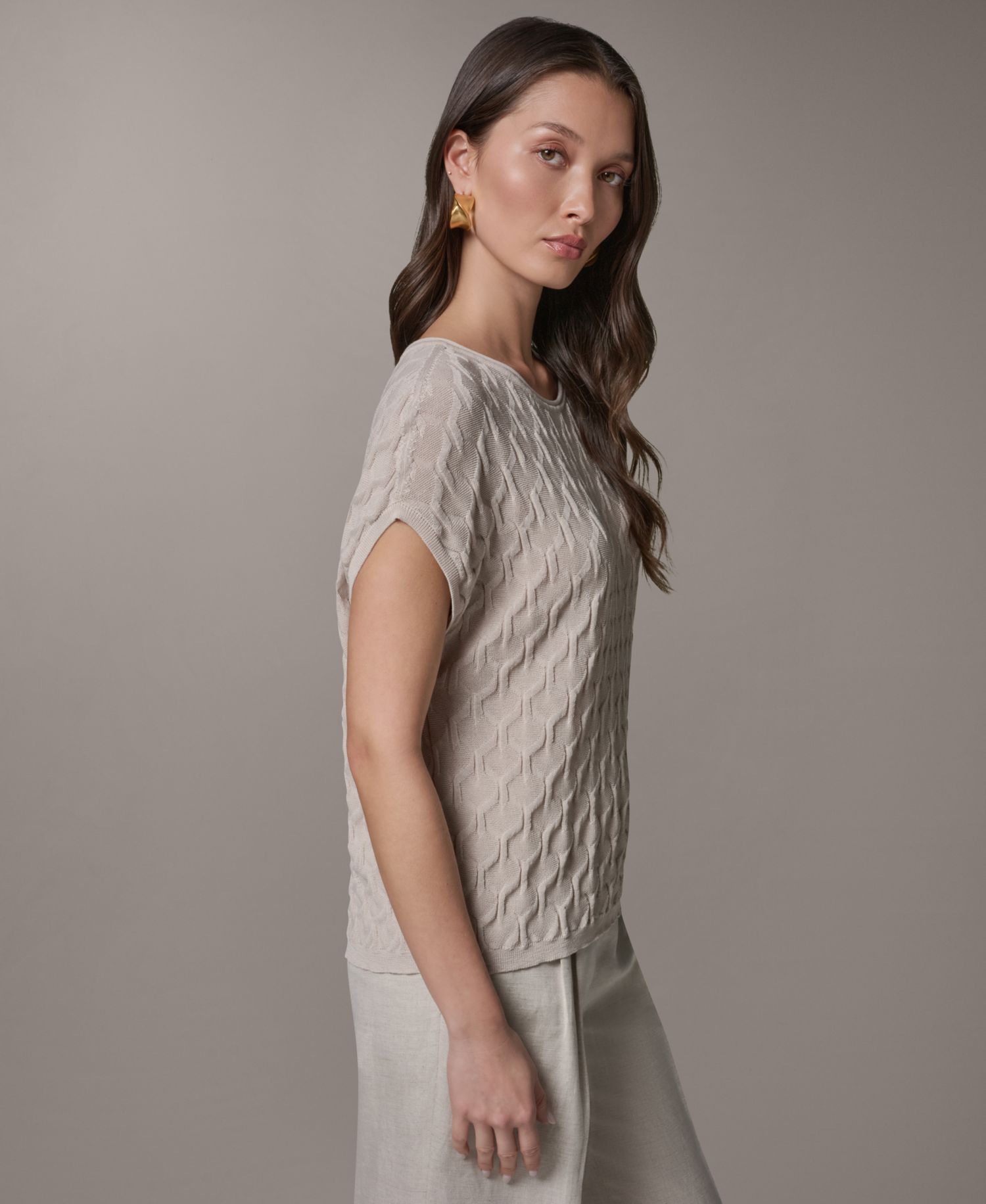 Women's Short-Sleeve Scoop Neck Sweater
