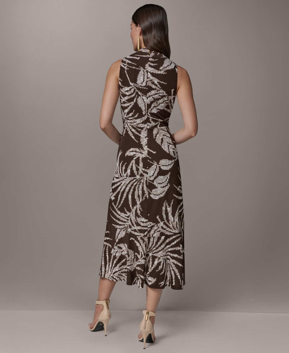 Donna Karan New York Women's Printed Cowl Neck Midi Dress