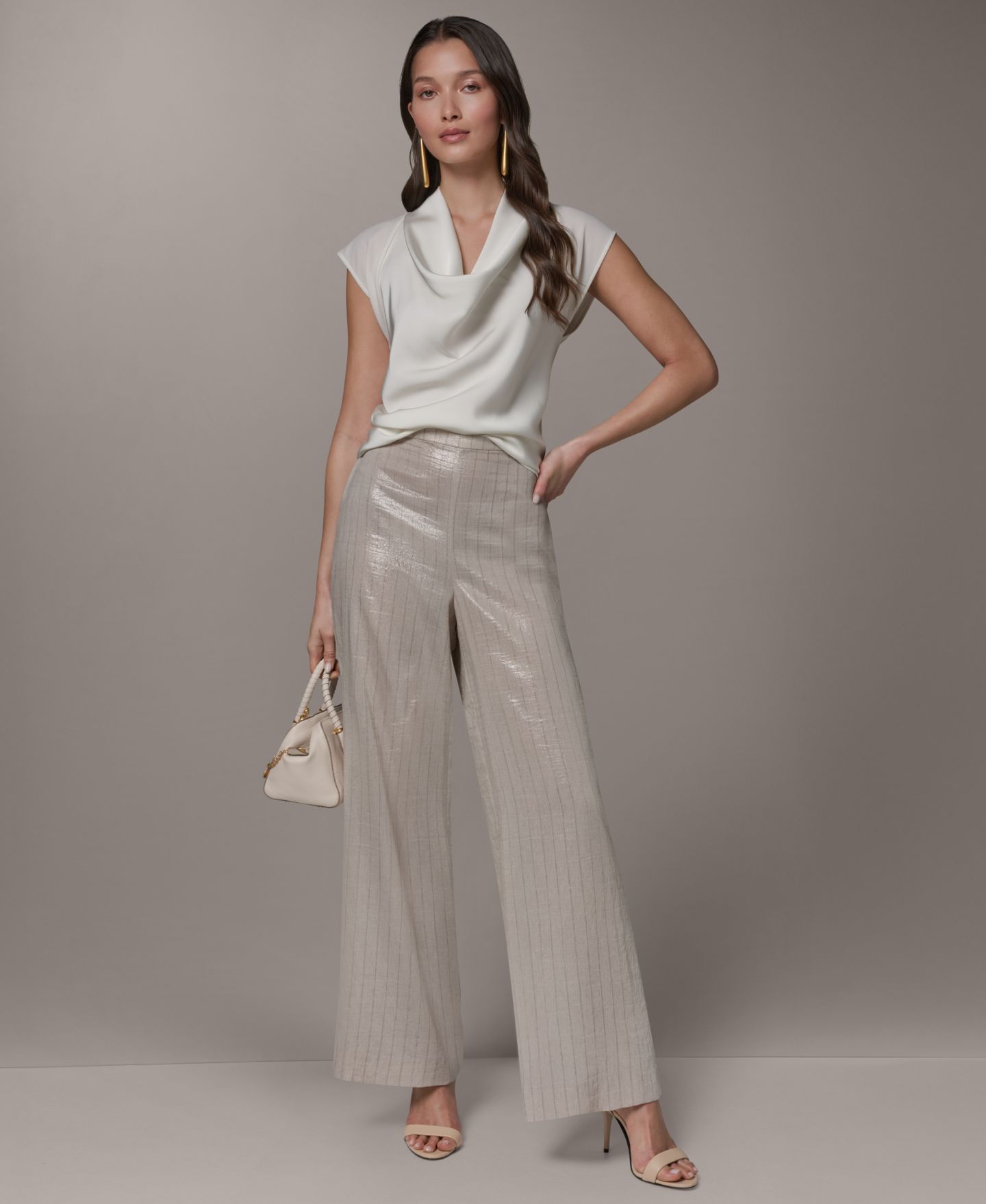 Женские брюки Donna Karan New York Pinstripe Mid-Rise, цвет: Sisal/Canyon — фото 7