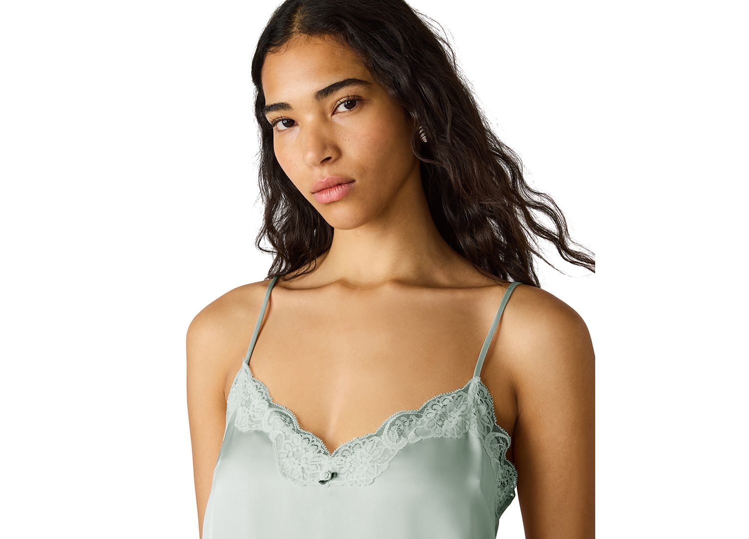 Women's Delany Lace Trim Satin Top