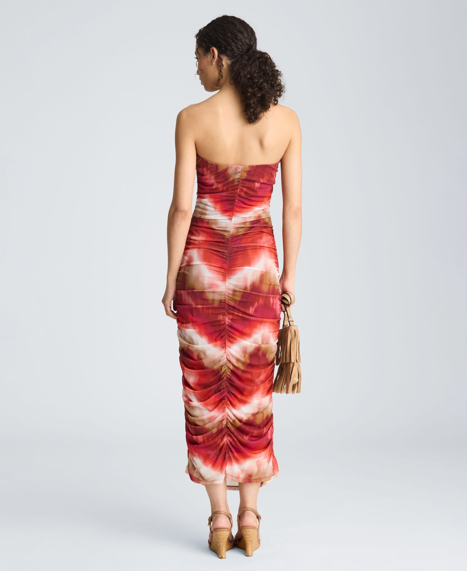 Women's Strapless Ruched Midi Dress