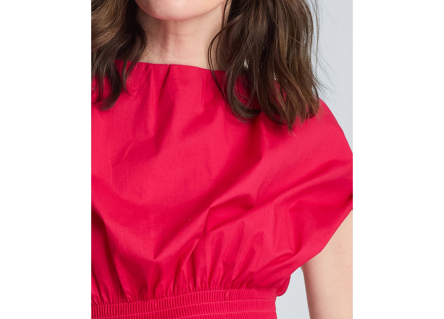 Women's Smocked Waist Boat Neck Mini Dress