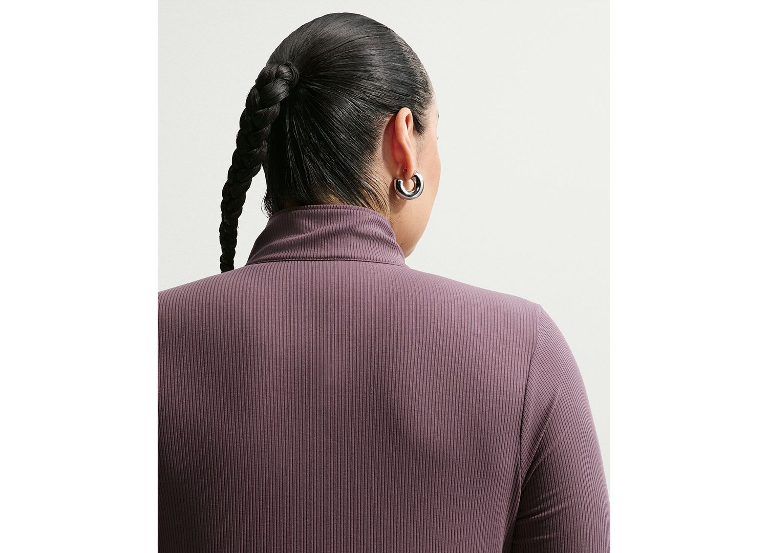 Plus Sportswear Ribbed Quarter-Zip Long-Sleeve Top