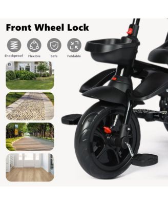 7-in-1 Folding Kids Tricycle Stroller with Adjustable Push Handle, Parent Push Toddler Trike