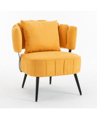 Chenille Upholstered Barrel Chair with Scalloped Backrest and Pocket Coil Support, Modern Accent Chair for Living Room and Reading Nook