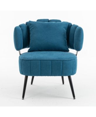 Chenille Barrel Accent Chair with Pocket Coil Cushion and Scalloped Back, Stylish Upholstered Seating for Living Room and Reading Nook